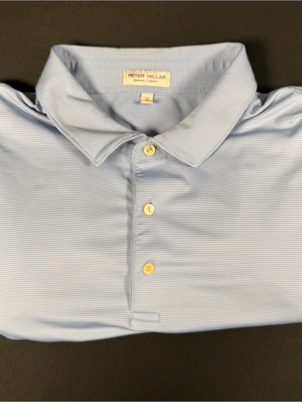 Peter Millar summer comfort  Pale Blue Short Sleeve Polo Sz LT